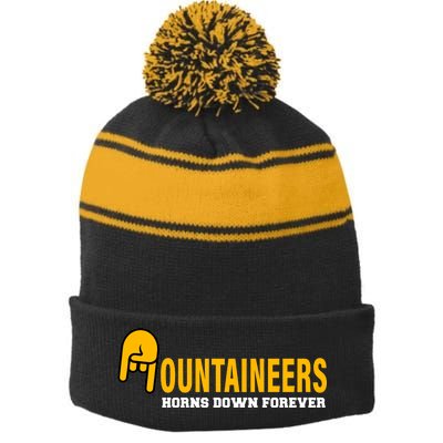 Mountainiers Hornbs Down Forever Stripe Pom Pom Beanie