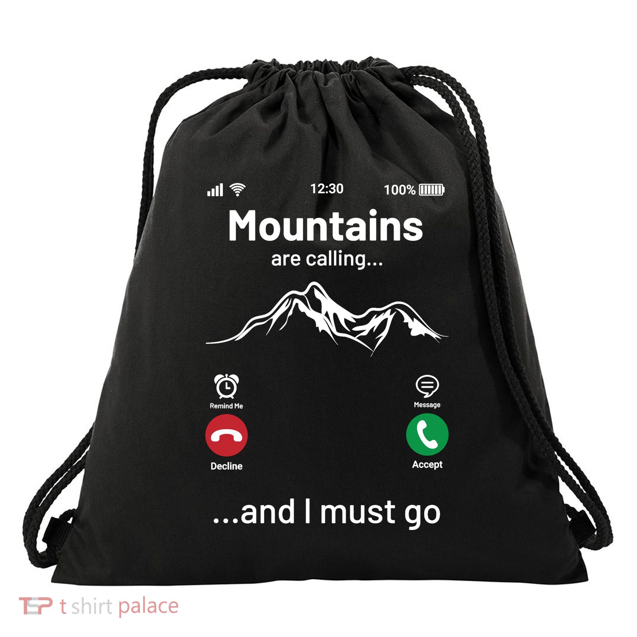 Mountains Are Calling Funny Nature Design Drawstring Bag