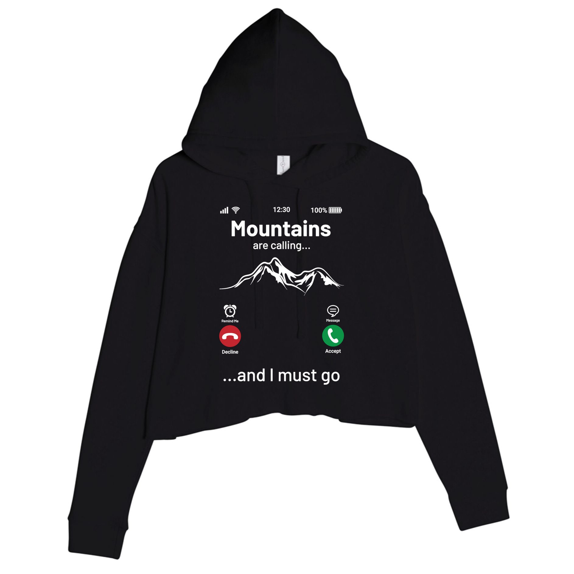 Mountains Are Calling Funny Nature Design Crop Fleece Hoodie
