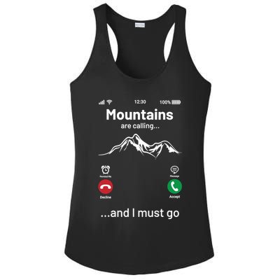 Mountains Are Calling Funny Nature Design Ladies PosiCharge Competitor Racerback Tank