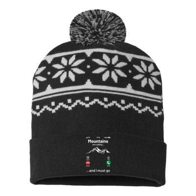 Mountains Are Calling Funny Nature Design USA-Made Snowflake Beanie