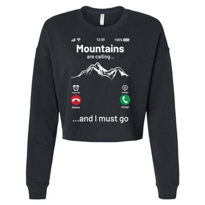 Mountains Are Calling Funny Nature Design Cropped Pullover Crew