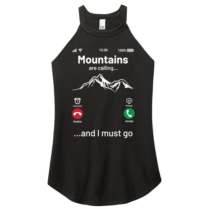 Mountains Are Calling Funny Nature Design Women's Perfect Tri Rocker Tank