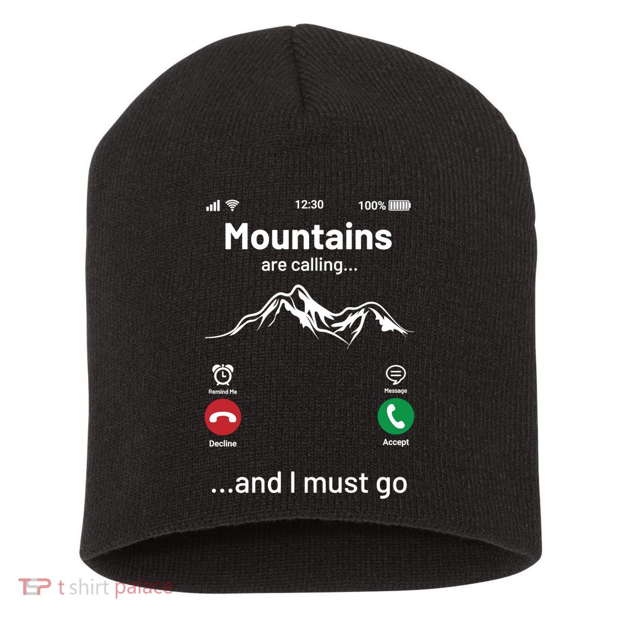 Mountains Are Calling Funny Nature Design Short Acrylic Beanie