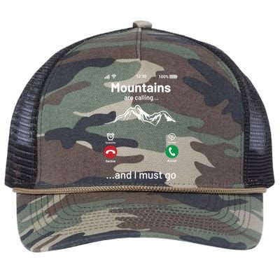 Mountains Are Calling Funny Nature Design Retro Rope Trucker Hat Cap