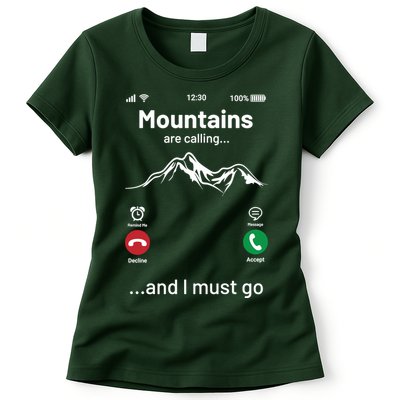 Mountains Are Calling Funny Nature Design Womens T-Shirt