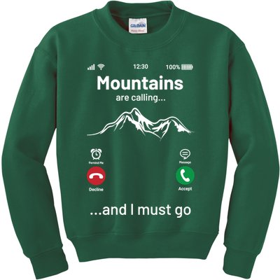 Mountains Are Calling Funny Nature Design Kids Sweatshirt