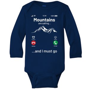 Mountains Are Calling Funny Nature Design Baby Long Sleeve Bodysuit