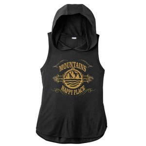 Mountains Are My Happy Place Ladies PosiCharge Tri-Blend Wicking Draft Hoodie Tank