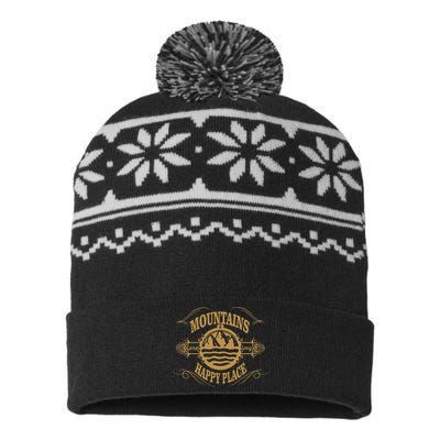 Mountains Are My Happy Place USA-Made Snowflake Beanie