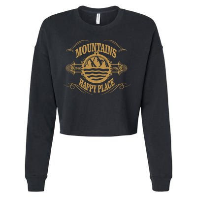 Mountains Are My Happy Place Cropped Pullover Crew