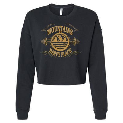 Mountains Are My Happy Place Cropped Pullover Crew