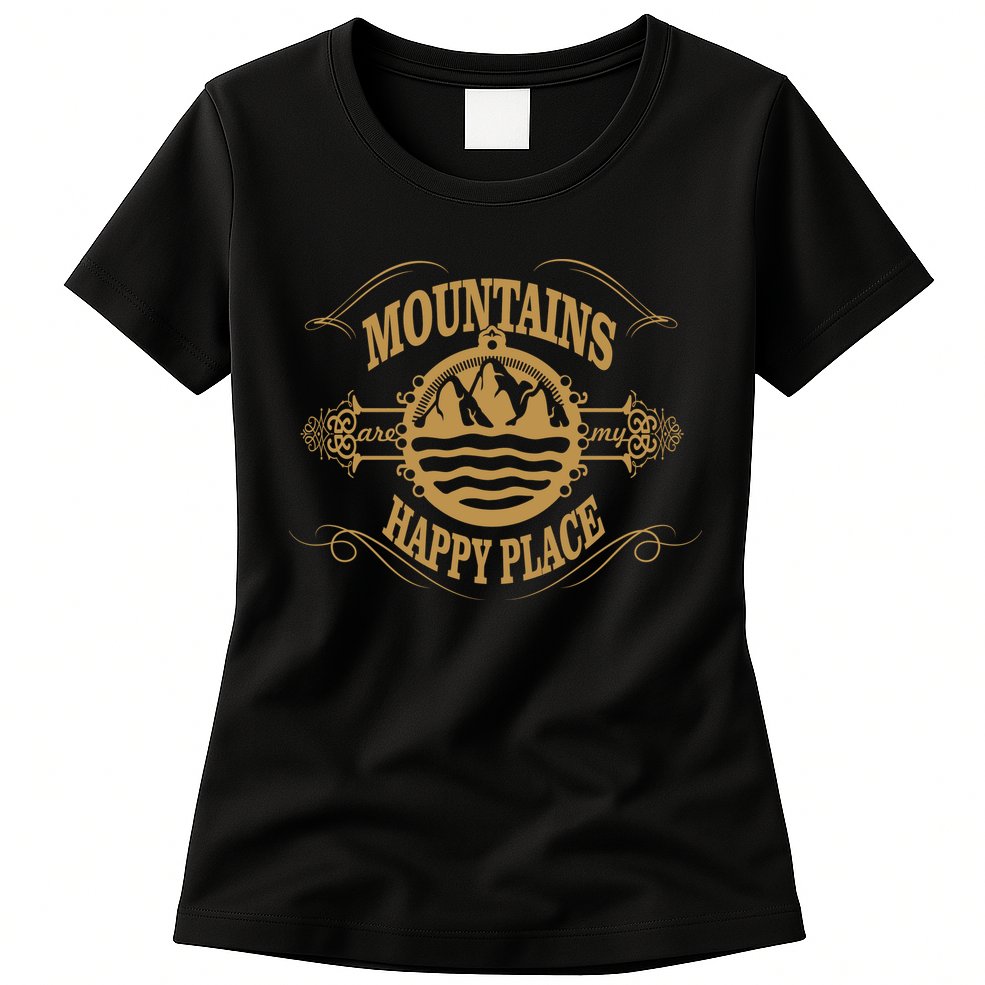 Mountains Are My Happy Place Womens T-Shirt