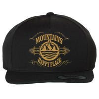 Mountains Are My Happy Place Wool Snapback Cap