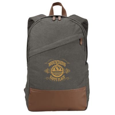Mountains Are My Happy Place Cotton Canvas Backpack