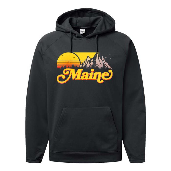 Mountains In Maine Performance Fleece Hoodie