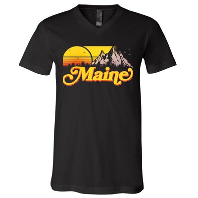 Mountains In Maine V-Neck T-Shirt