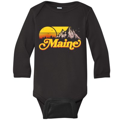 Mountains In Maine Baby Long Sleeve Bodysuit