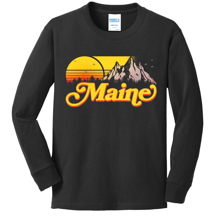 Mountains In Maine Kids Long Sleeve Shirt