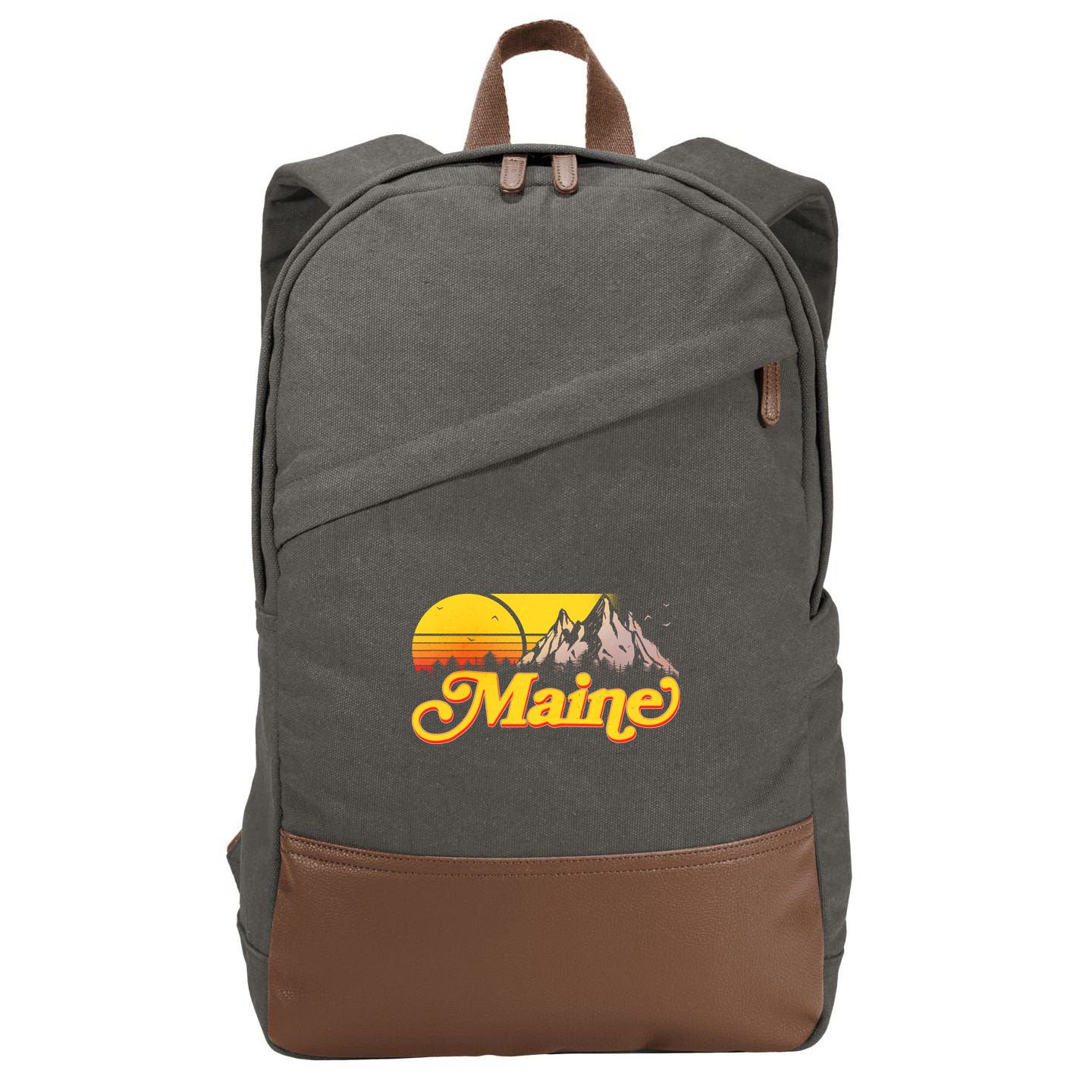 Mountains In Maine Cotton Canvas Backpack