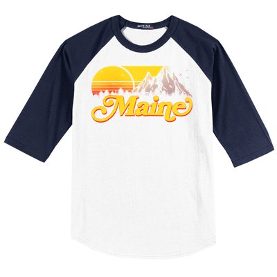 Mountains In Maine Baseball Sleeve Shirt