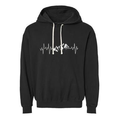 Mountains In My Heartbeat Pulse  Garment-Dyed Fleece Hoodie