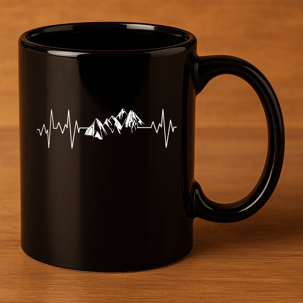 Mountains In My Heartbeat Pulse  11oz C Handle Ceramic Mug