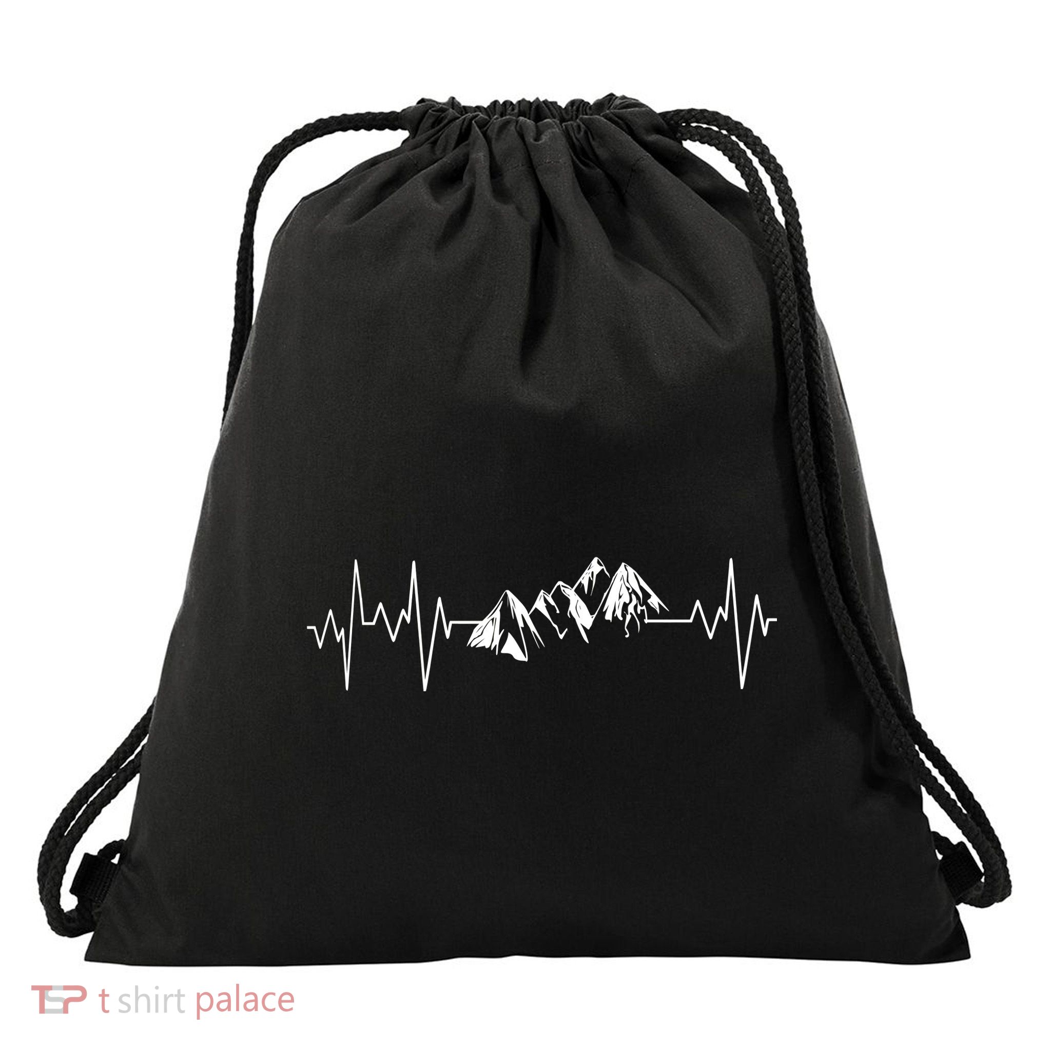 Mountains In My Heartbeat Pulse  Drawstring Bag