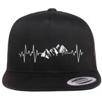 Mountains In My Heartbeat Pulse  Flat Bill Trucker Hat