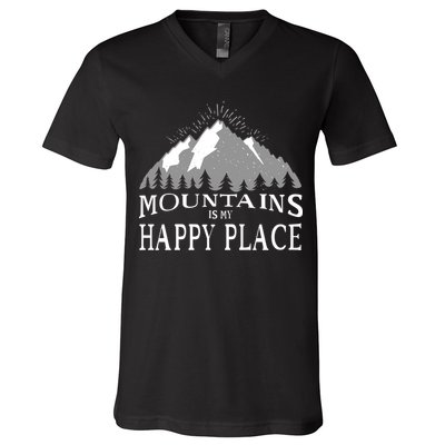 Mountains Is My Happy Place V-Neck T-Shirt