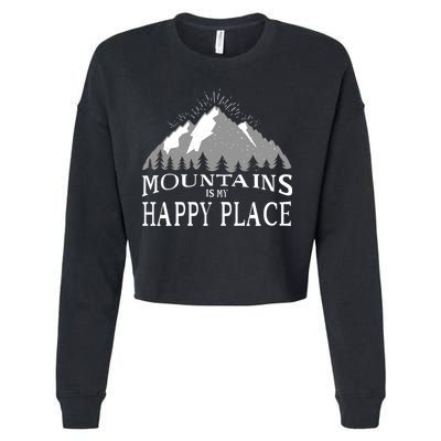 Mountains Is My Happy Place Cropped Pullover Crew
