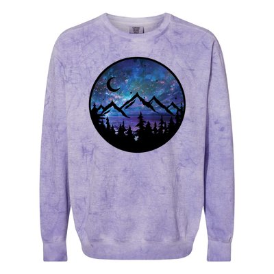 Mountains Star Night Sky Colorblast Crewneck Sweatshirt