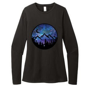 Mountains Star Night Sky Womens CVC Long Sleeve Shirt