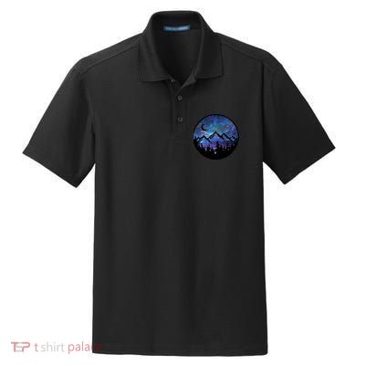 Mountains Star Night Sky Dry Zone Grid Polo