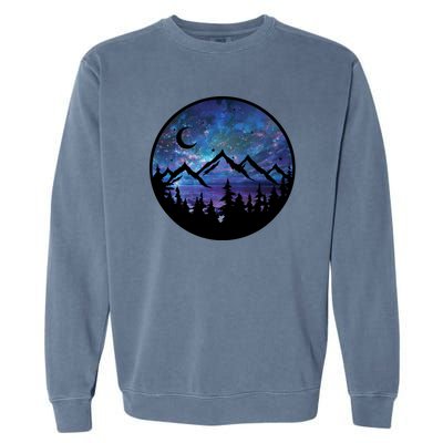 Mountains Star Night Sky Garment-Dyed Sweatshirt