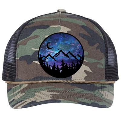 Mountains Star Night Sky Retro Rope Trucker Hat Cap