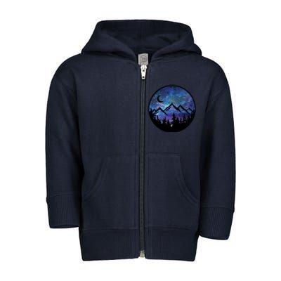 Mountains Star Night Sky Toddler Zip Fleece Hoodie