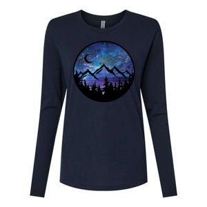 Mountains Star Night Sky Womens Cotton Relaxed Long Sleeve T-Shirt