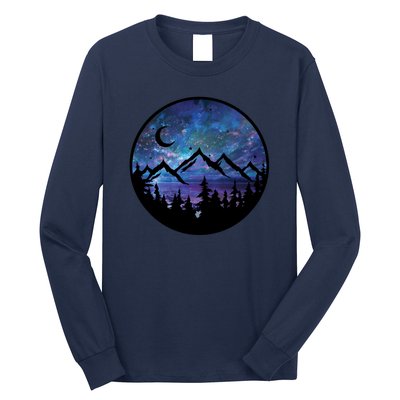 Mountains Star Night Sky Long Sleeve Shirt