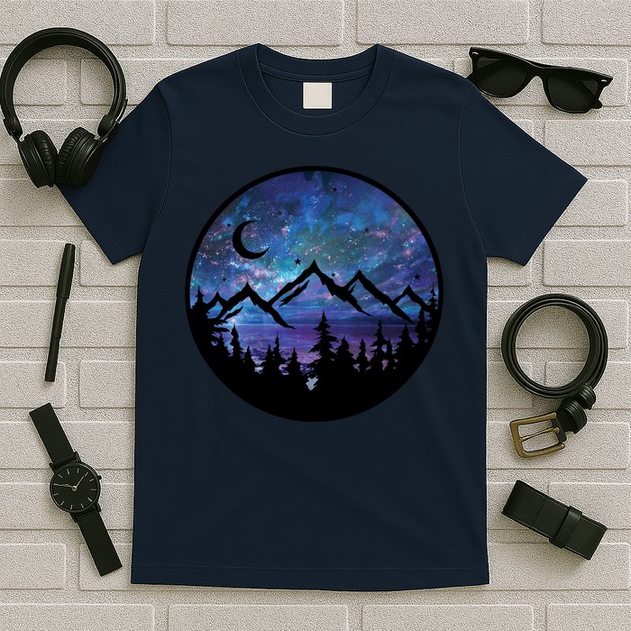 Mountains Star Night Sky T-Shirt