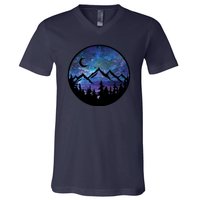 Mountains Star Night Sky V-Neck T-Shirt