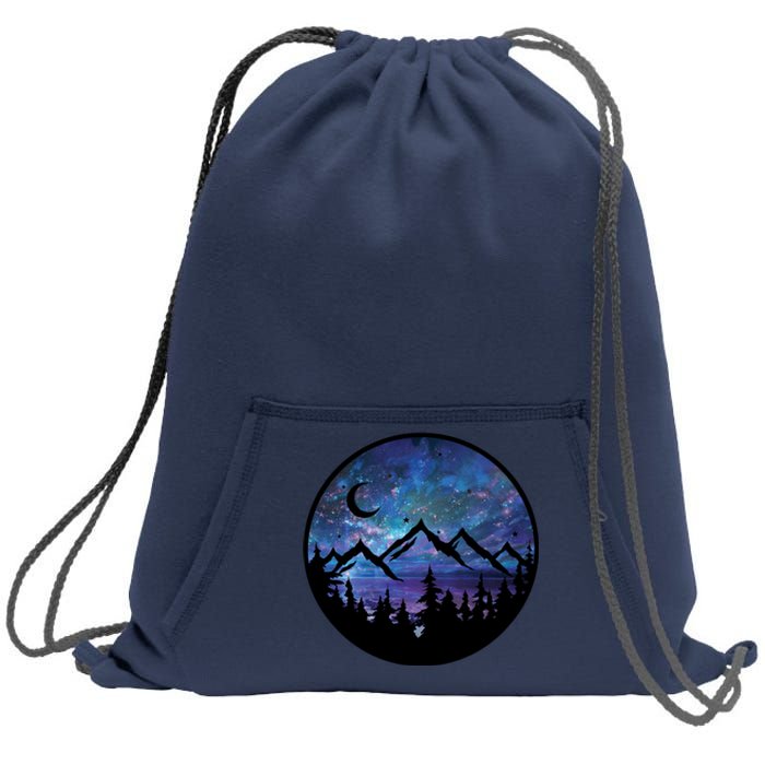 Mountains Star Night Sky Sweatshirt Cinch Pack Bag