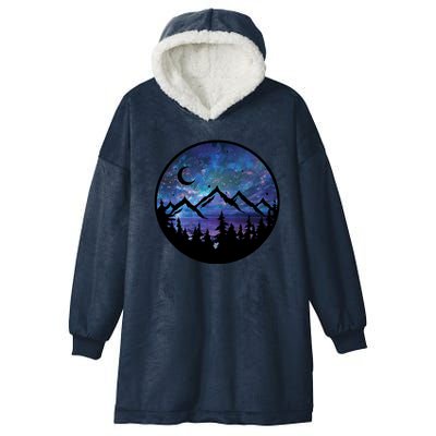 Mountains Star Night Sky Hooded Wearable Blanket