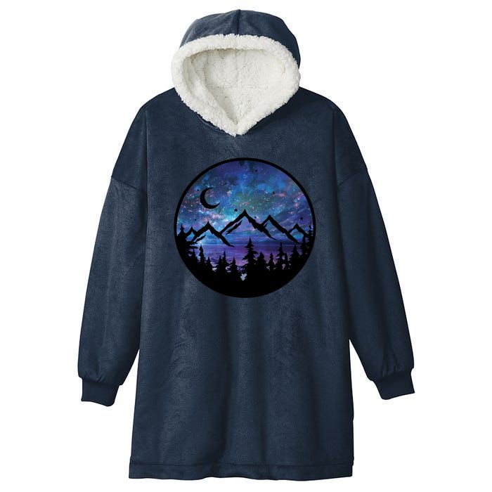 Mountains Star Night Sky Hooded Wearable Blanket