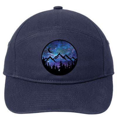 Mountains Star Night Sky 7-Panel Snapback Hat