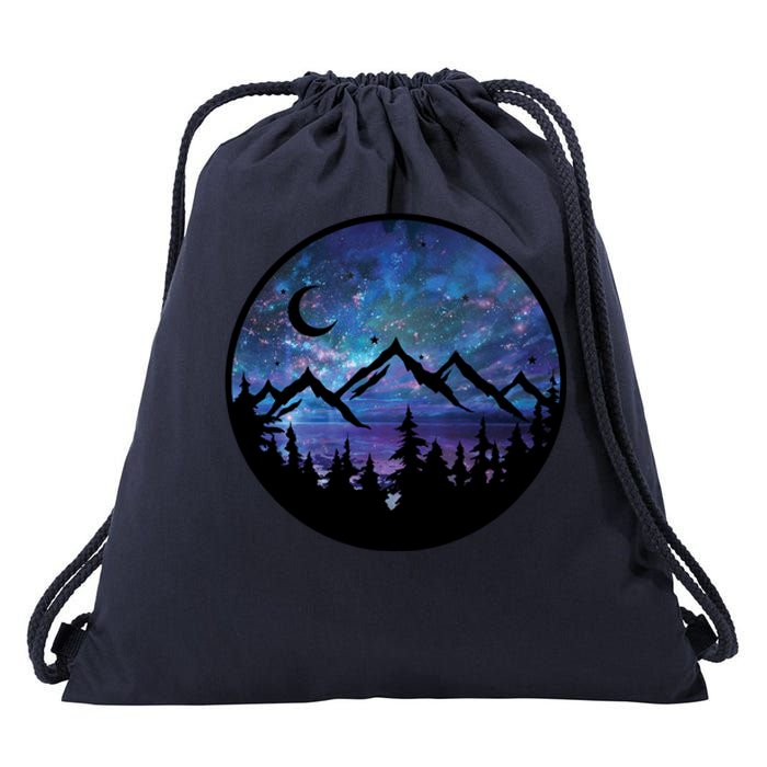 Mountains Star Night Sky Drawstring Bag