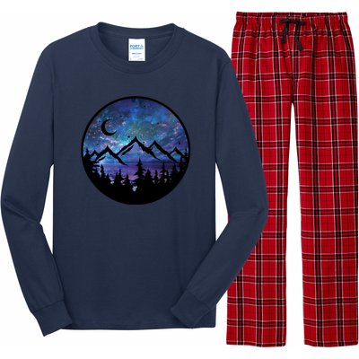 Mountains Star Night Sky Long Sleeve Pajama Set