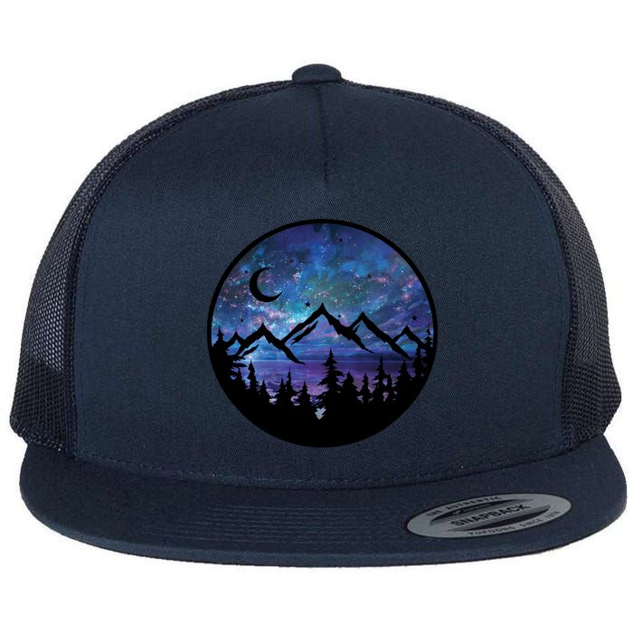 Mountains Star Night Sky Flatbill Hat