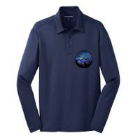 Mountains Star Night Sky Silk Touch Performance Long Sleeve Polo