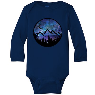 Mountains Star Night Sky Baby Long Sleeve Bodysuit